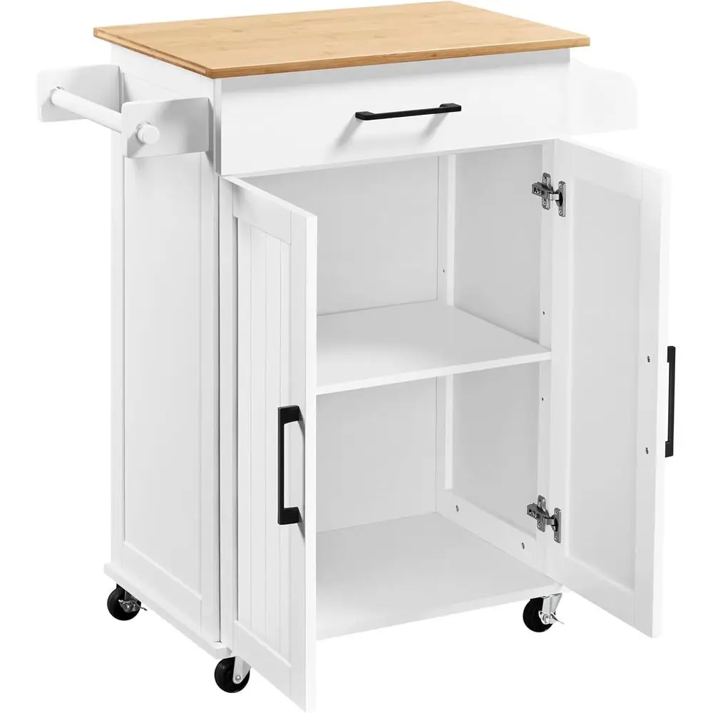 Coffee Equipment Rack - Witte rollende keukenwagen met opbergrek en