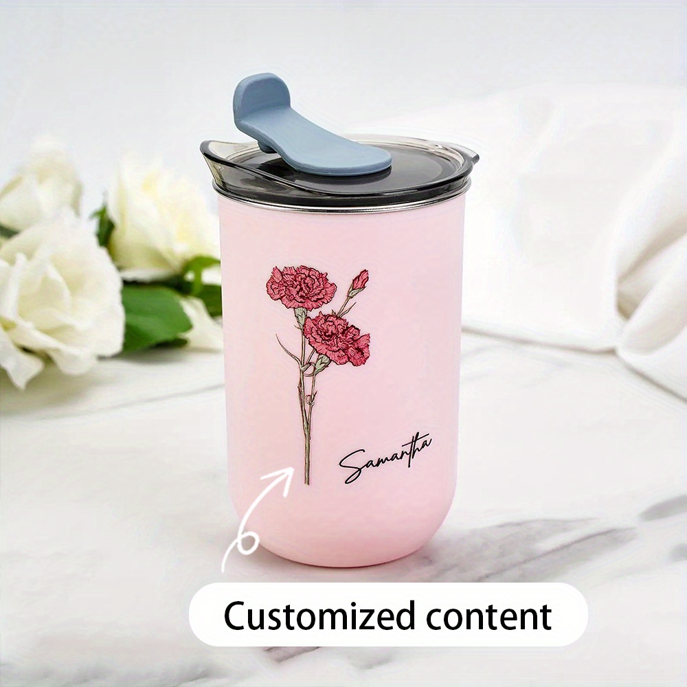 Coffee Equipment Usa - Gepersonaliseerde geboortebloem-koffiemok, reismok van roestvrij staal